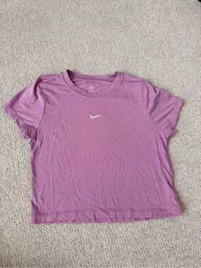 Nike Mauve Short Sleeve Crop Tee with White Swoosh